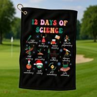 12 Days Of Science Scientist Teacher Christmas Science Xmas Golf Towel thumb 1