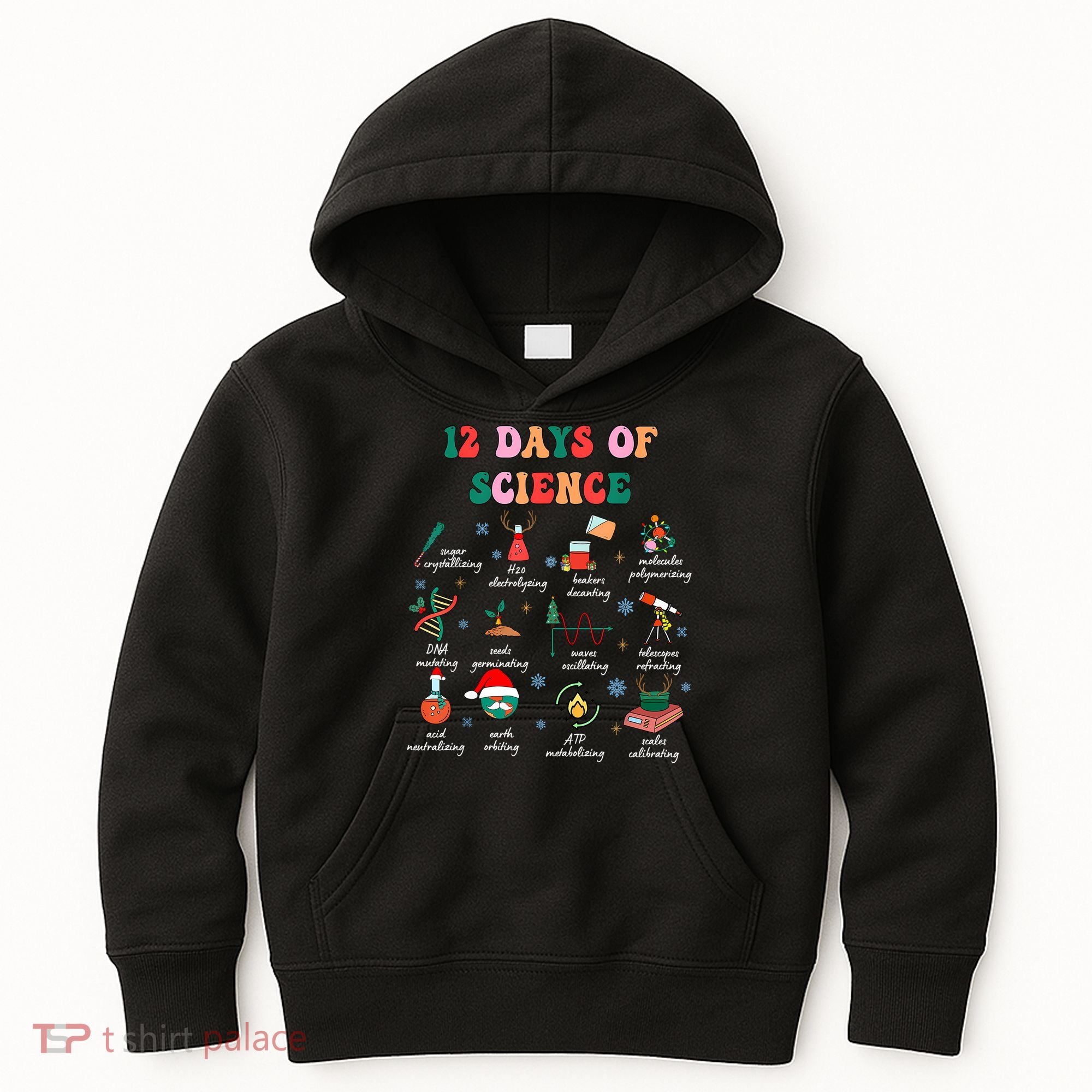 12 Days Of Science Scientist Teacher Christmas Science Xmas Kids Hoodie