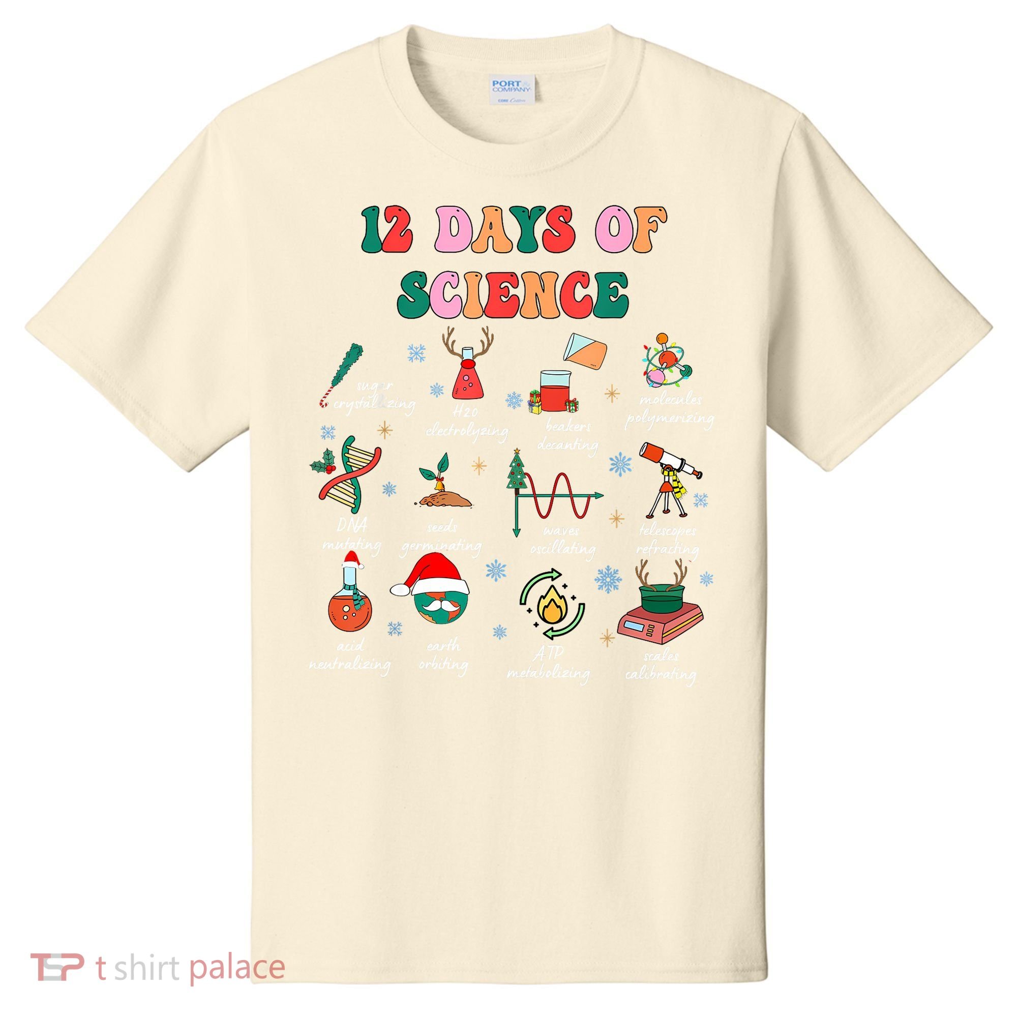 12 Days Of Science Scientist Teacher Christmas Science Xmas T-Shirt