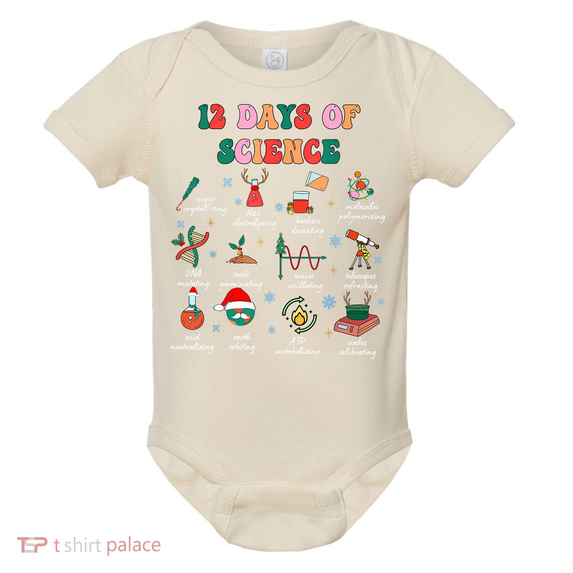 12 Days Of Science Scientist Teacher Christmas Science Xmas Baby Bodysuit