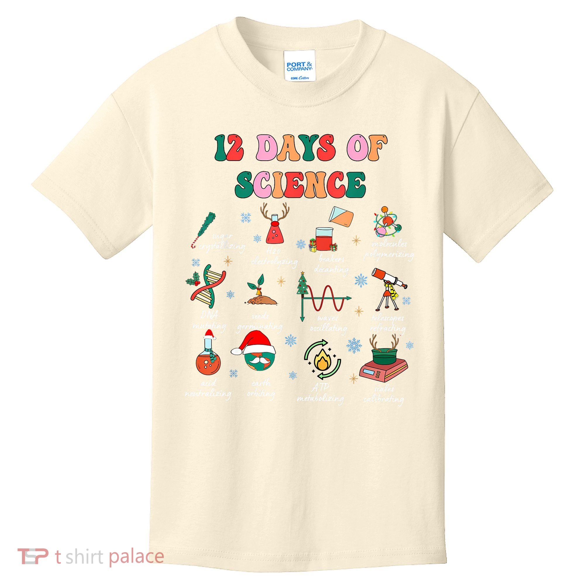 12 Days Of Science Scientist Teacher Christmas Science Xmas Kids T-Shirt