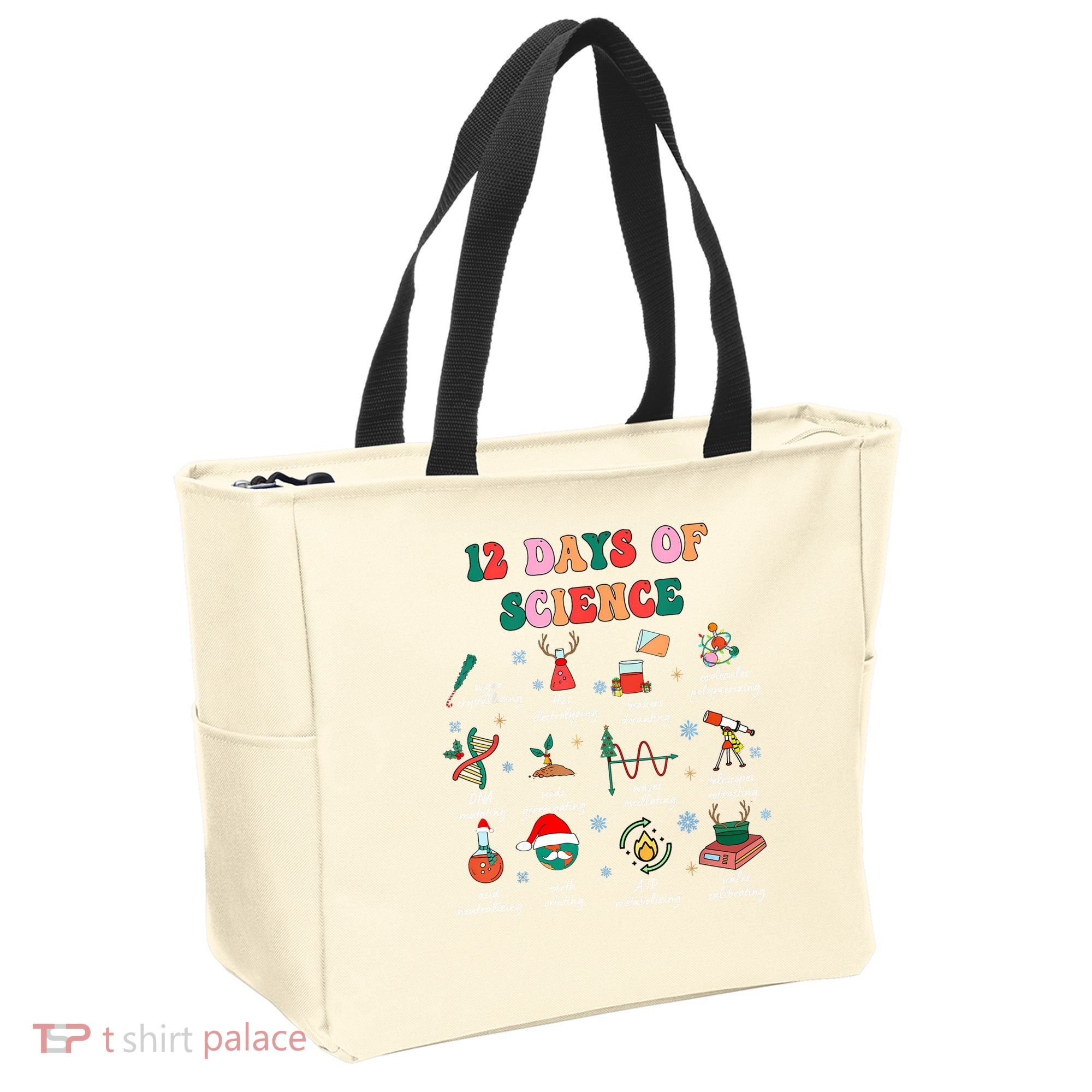 12 Days Of Science Scientist Teacher Christmas Science Xmas Tote Bag