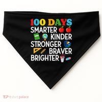 100 Days Of School 100th Day Smarter Stronger Kinder Brighter Braver USA-Made Doggie Bandana thumb 0