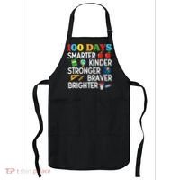 100 Days Of School 100th Day Smarter Stronger Kinder Brighter Braver Apron thumb 0
