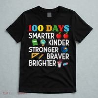 100 Days Of School 100th Day Smarter Stronger Kinder Brighter Braver T-Shirt thumb 5