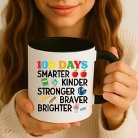 100 Days Of School 100th Day Smarter Stronger Kinder Brighter Braver Coffee Mug thumb 3