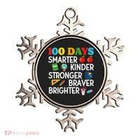 100 Days Of School 100th Day Smarter Stronger Kinder Brighter Braver Ornament thumb 0