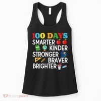 100 Days Of School 100th Day Smarter Stronger Kinder Brighter Braver Women's Tank Top thumb 0
