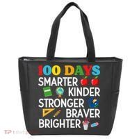 100 Days Of School 100th Day Smarter Stronger Kinder Brighter Braver Tote Bag thumb 0