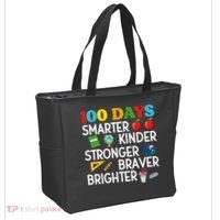 100 Days Of School 100th Day Smarter Stronger Kinder Brighter Braver Tote Bag thumb 2