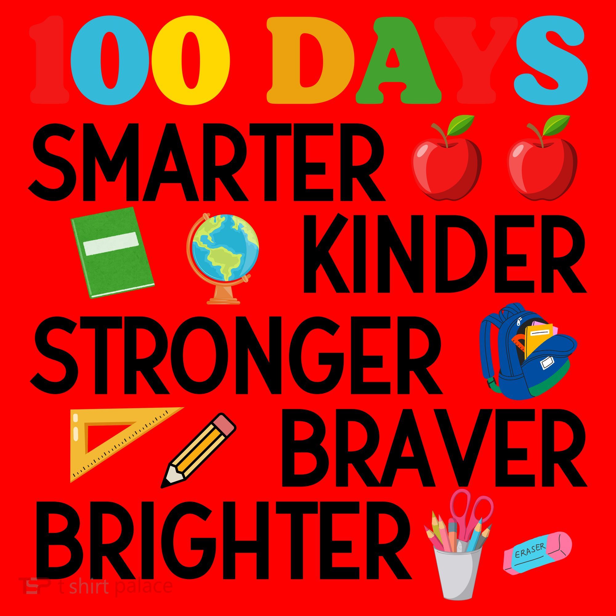100 Days Of School 100th Day Smarter Stronger Kinder Brighter Braver Santa Hat