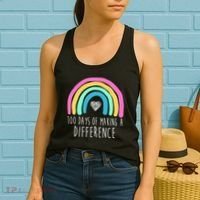100 Days Of Making A Difference 100th Day Of School Women's Tank Top thumb 2