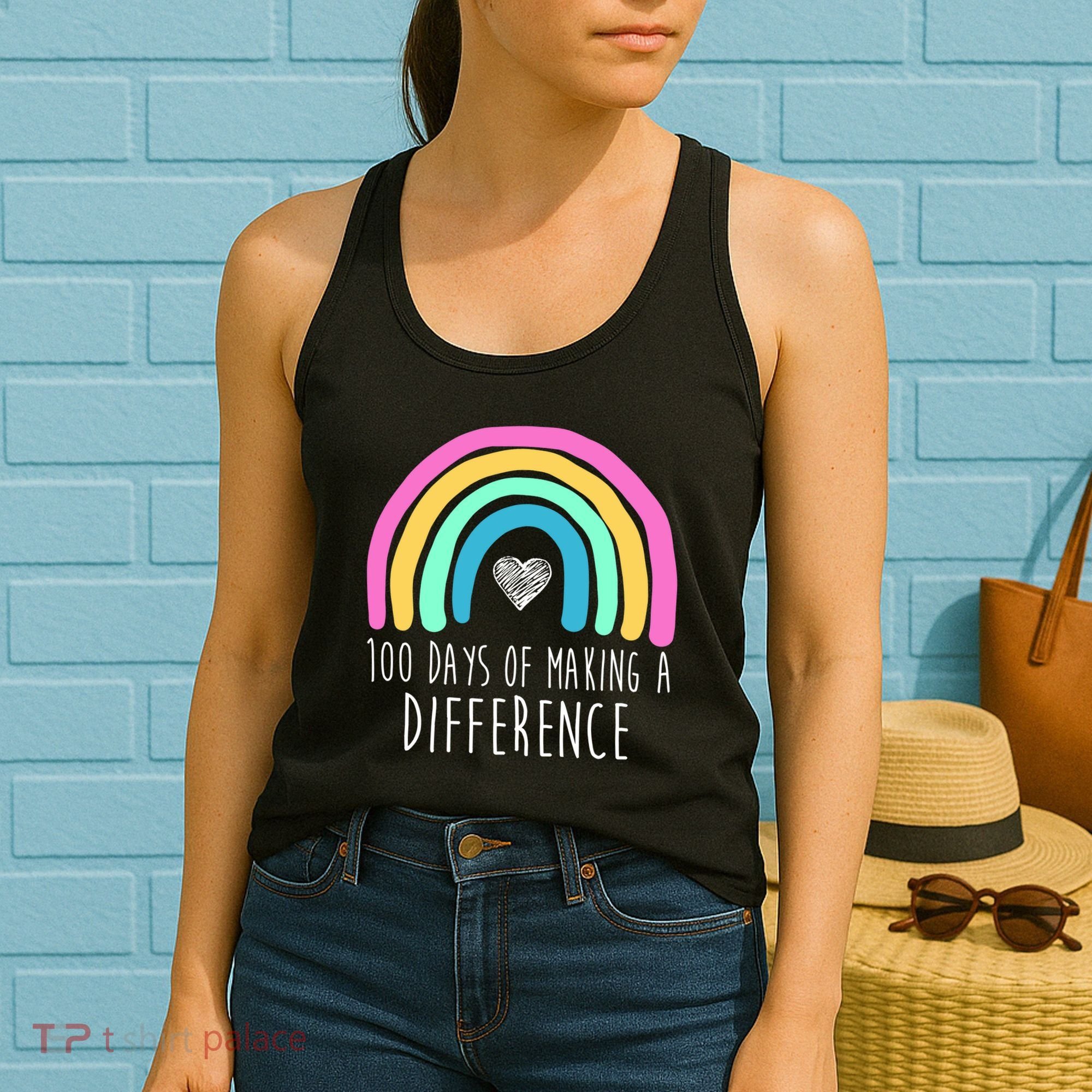 100 Days Of Making A Difference 100th Day Of School Women's Tank Top
