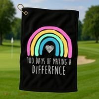 100 Days Of Making A Difference 100th Day Of School Golf Towel thumb 1