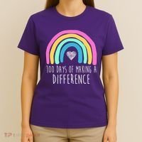 100 Days Of Making A Difference 100th Day Of School T-Shirt thumb 4