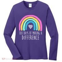 100 Days Of Making A Difference 100th Day Of School Women's Long Sleeve Shirt thumb 0