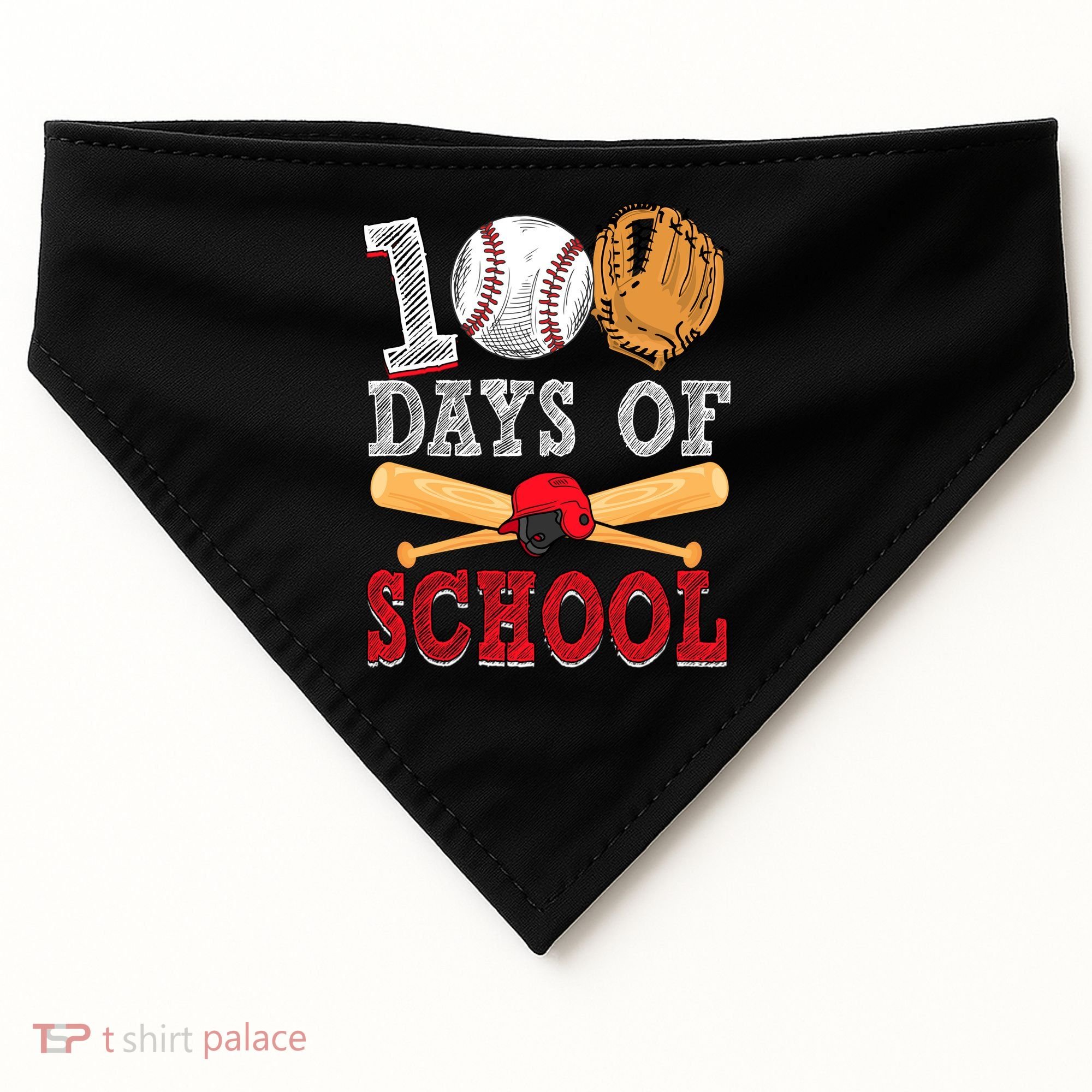 100 Days Of School Baseball Lover USA-Made Doggie Bandana