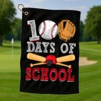 100 Days Of School Baseball Lover Golf Towel thumb 1