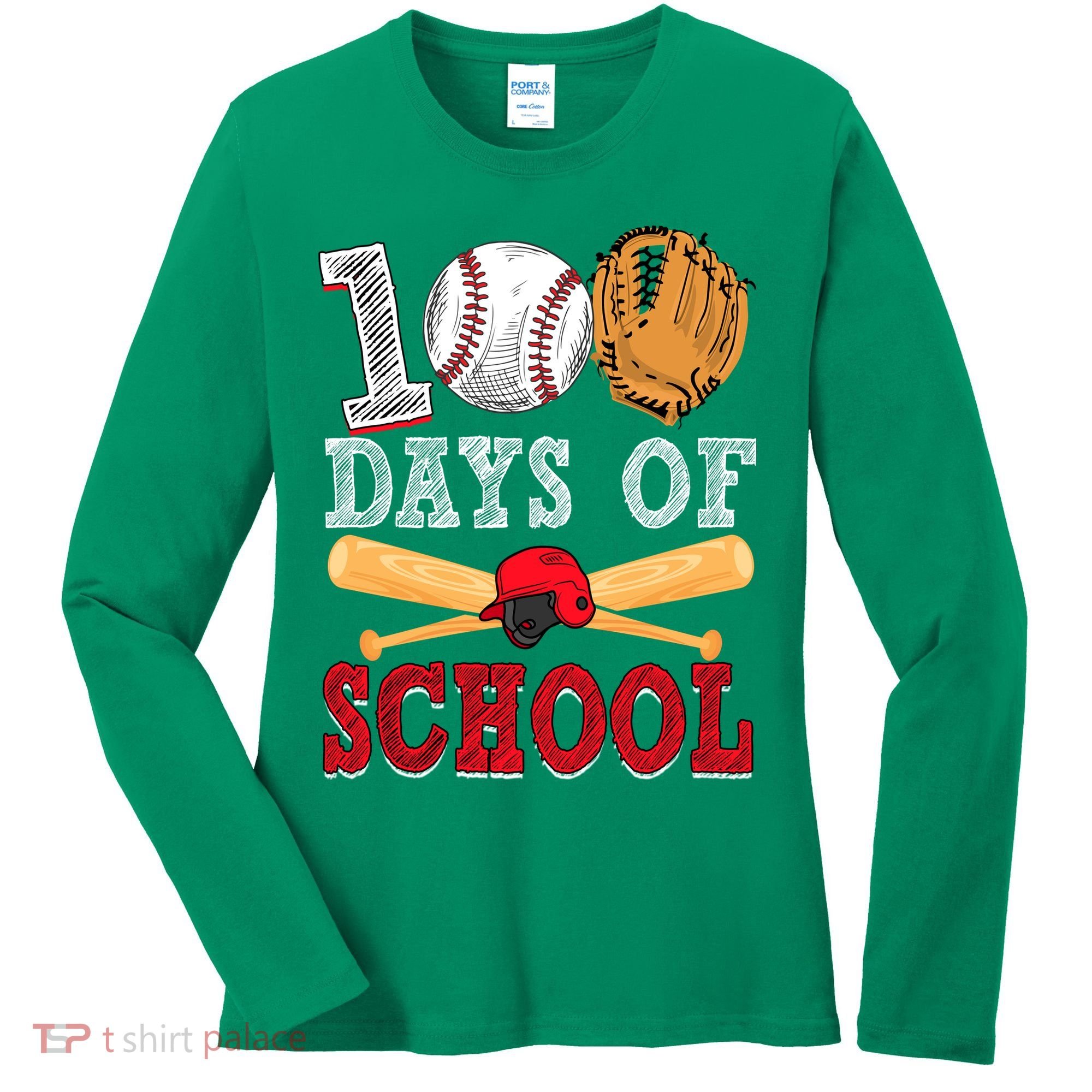 100 Days Of School Baseball Lover Women's Long Sleeve Shirt