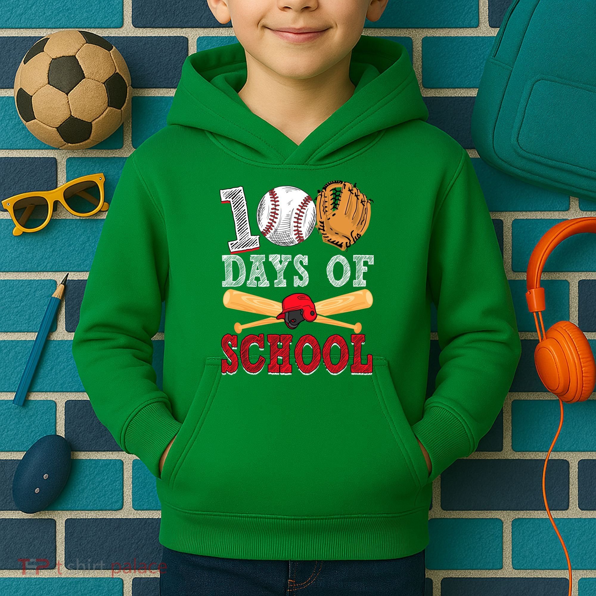 100 Days Of School Baseball Lover Kids Hoodie