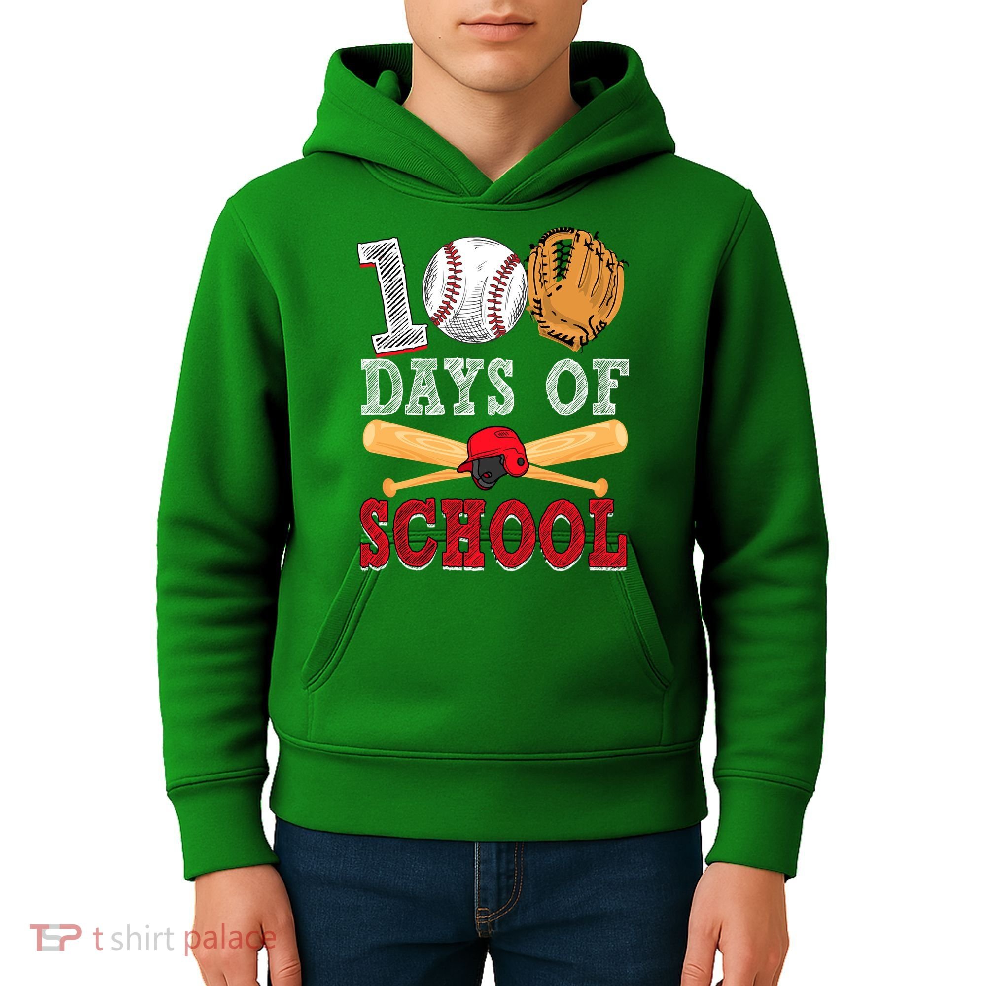 100 Days Of School Baseball Lover Kids Hoodie