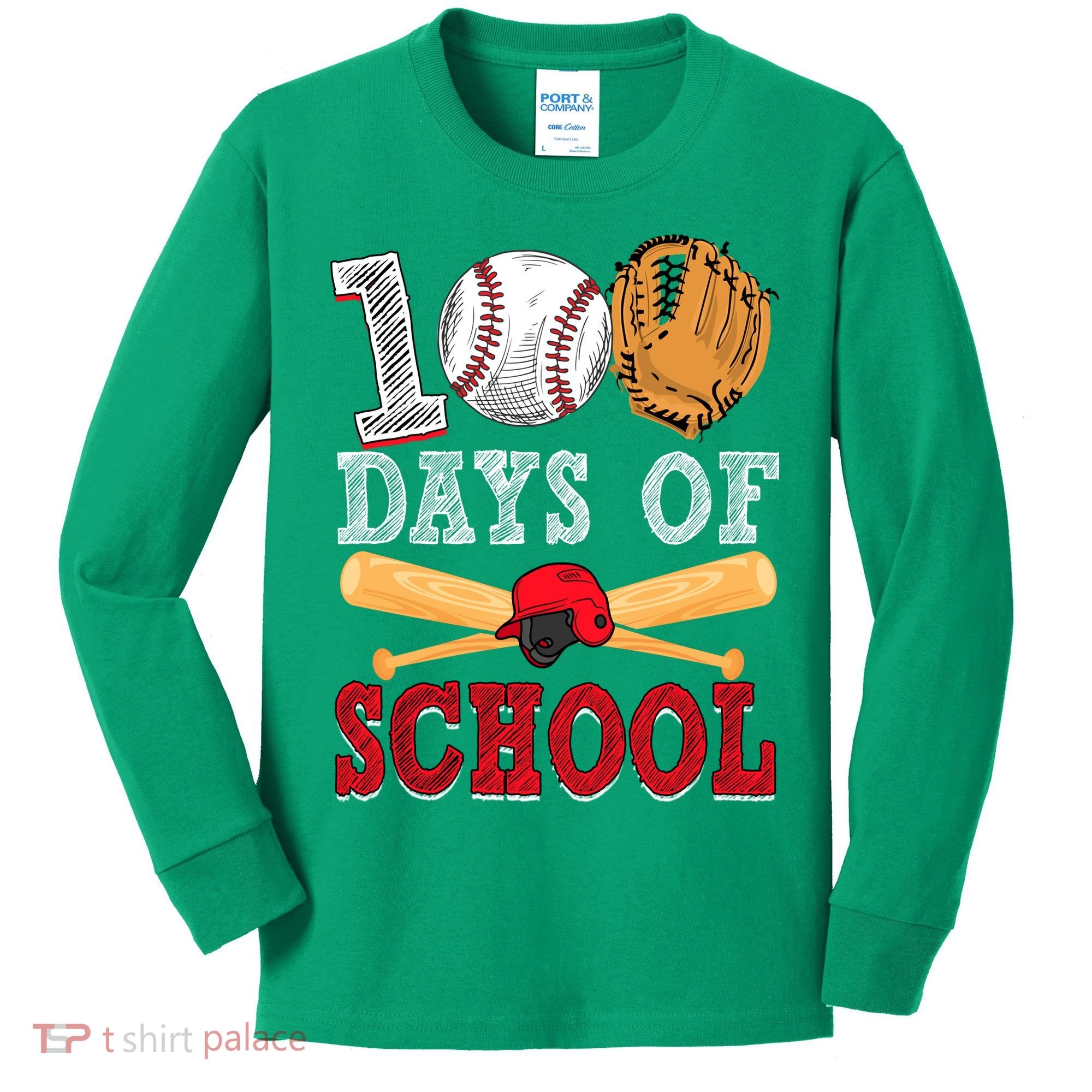 100 Days Of School Baseball Lover Kids Long Sleeve Shirt