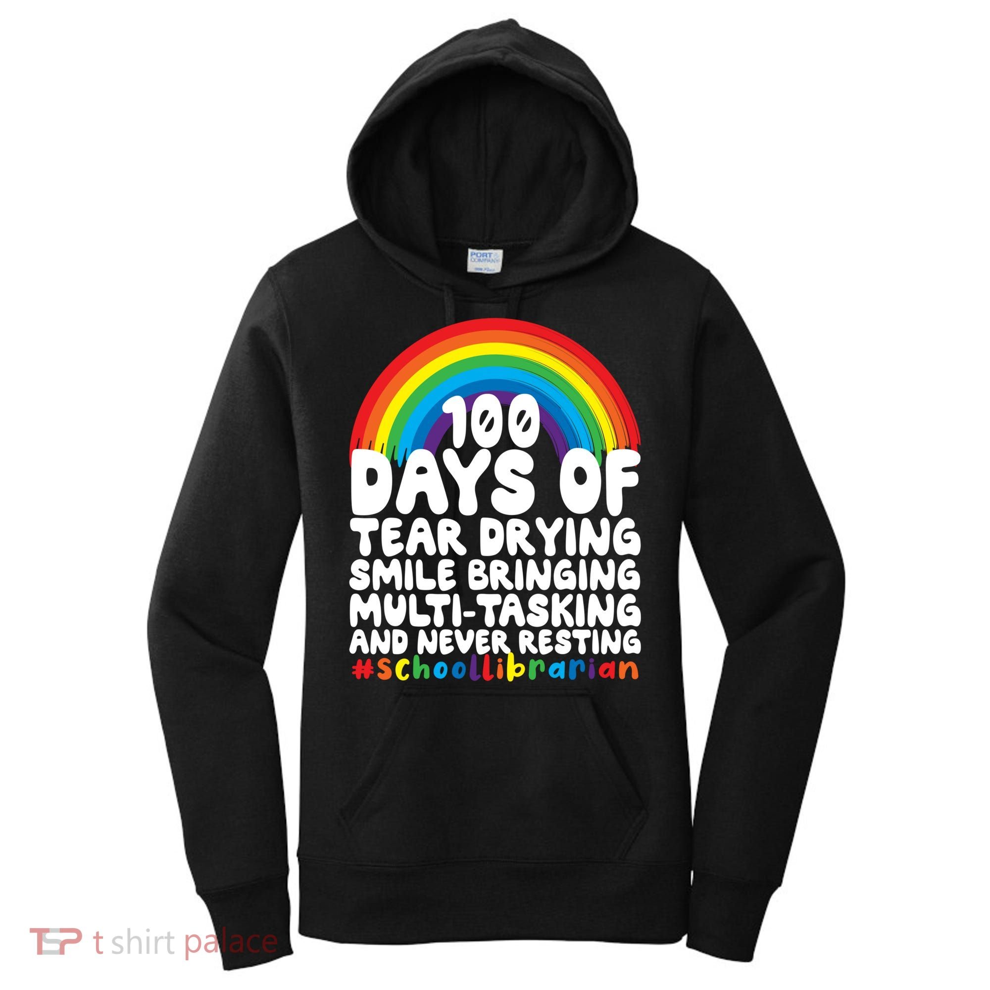 100 Days Of School Smile Bringing School Librarian Great Gift Women's Hoodie
