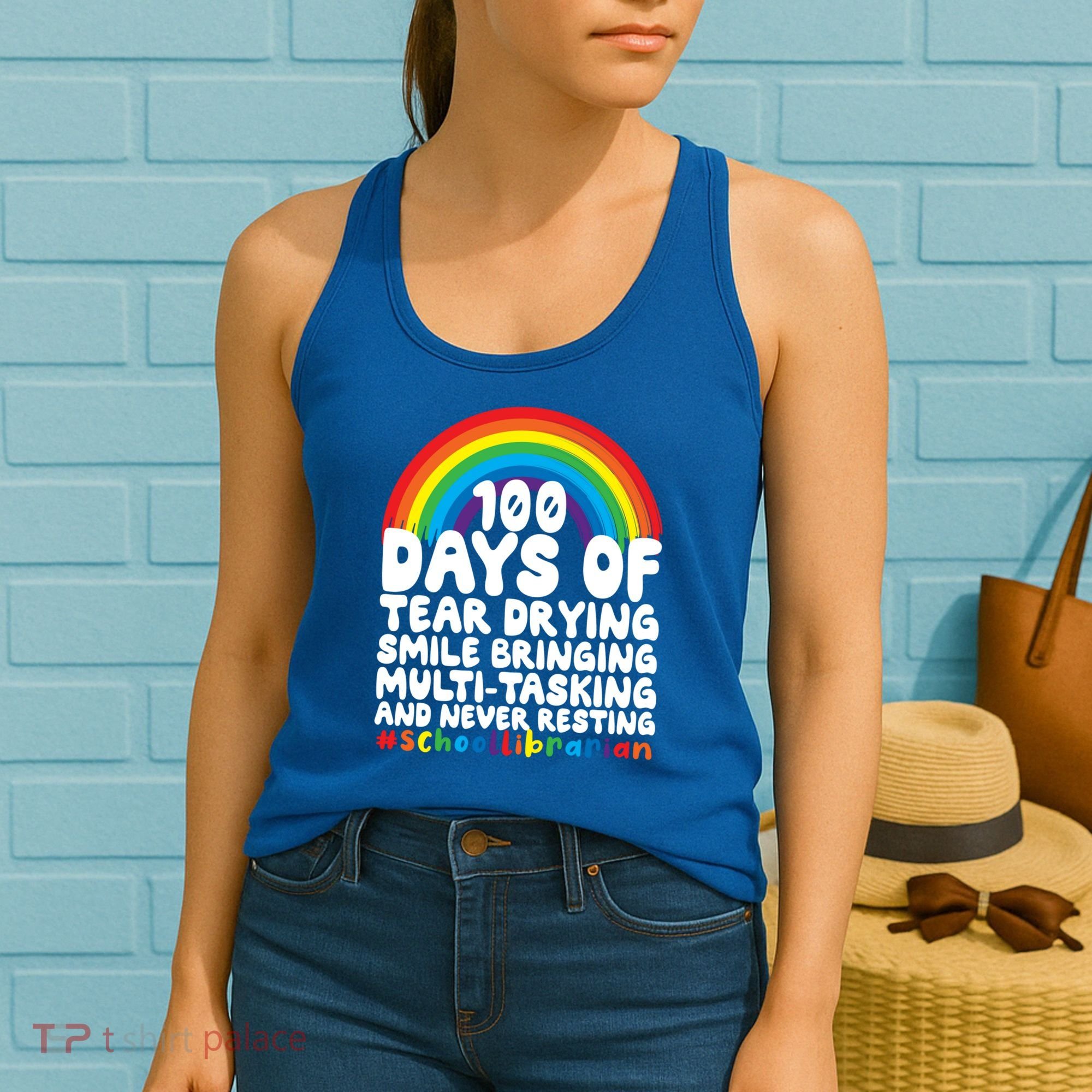 100 Days Of School Smile Bringing School Librarian Great Gift Women's Tank Top