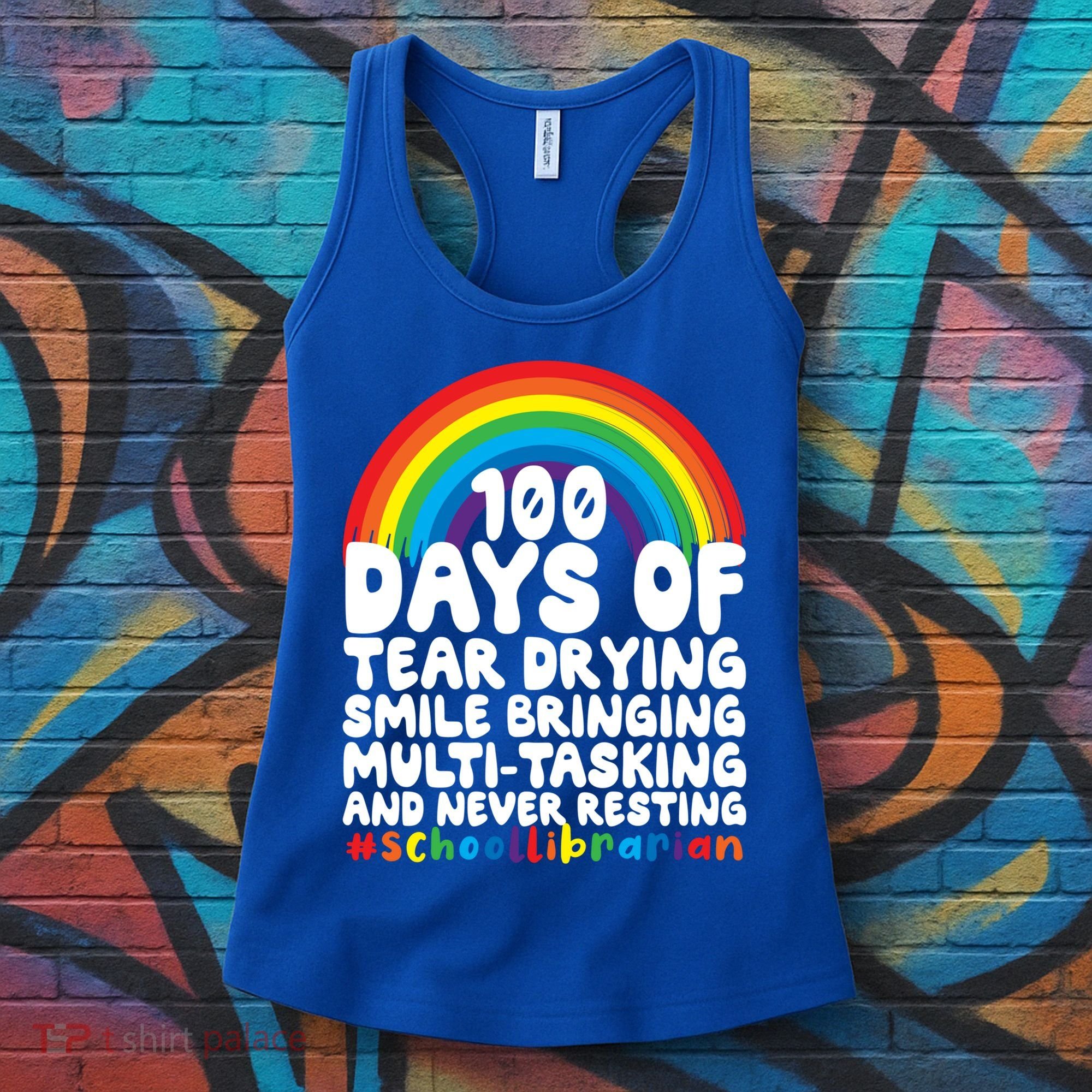 100 Days Of School Smile Bringing School Librarian Great Gift Women's Tank Top