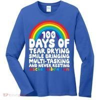 100 Days Of School Smile Bringing School Librarian Great Gift Women's Long Sleeve Shirt thumb 0