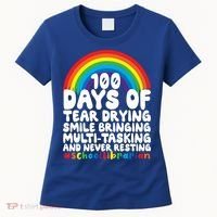 100 Days Of School Smile Bringing School Librarian Great Gift Women's T-Shirt thumb 0