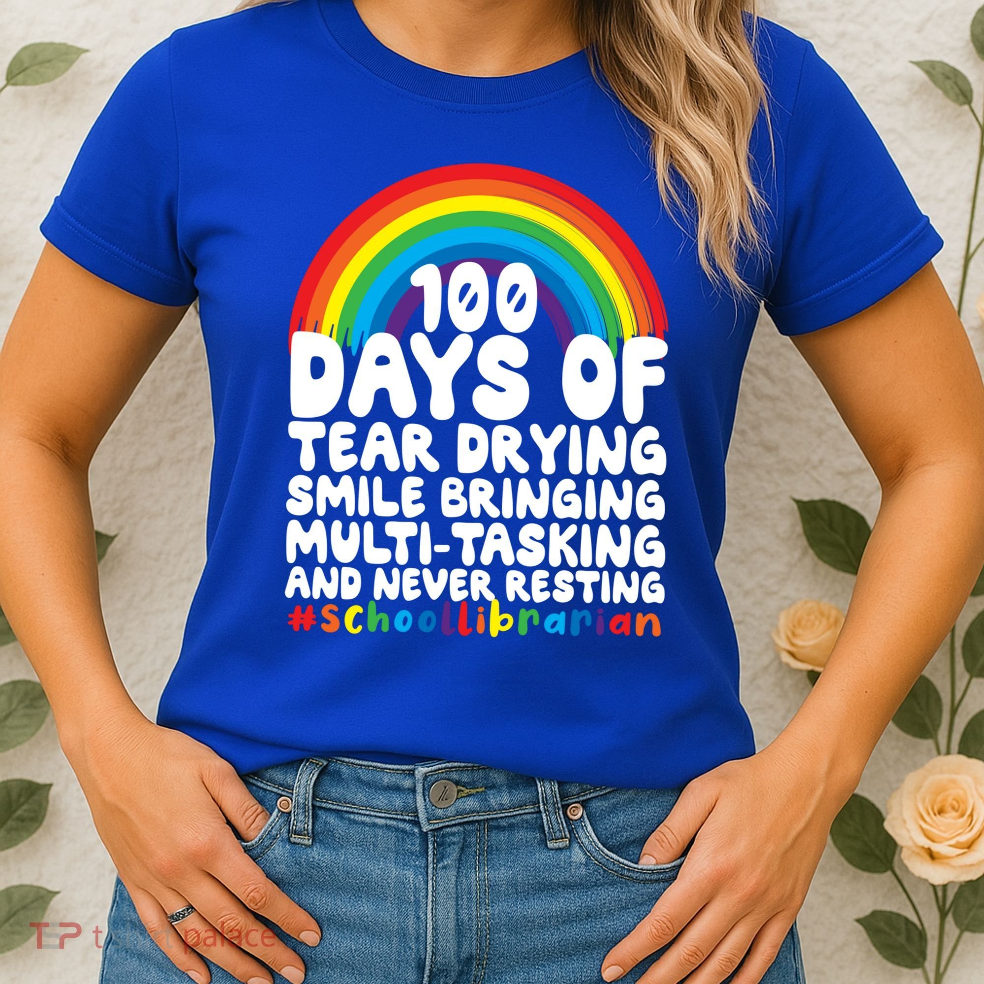 100 Days Of School Smile Bringing School Librarian Great Gift Women's T-Shirt