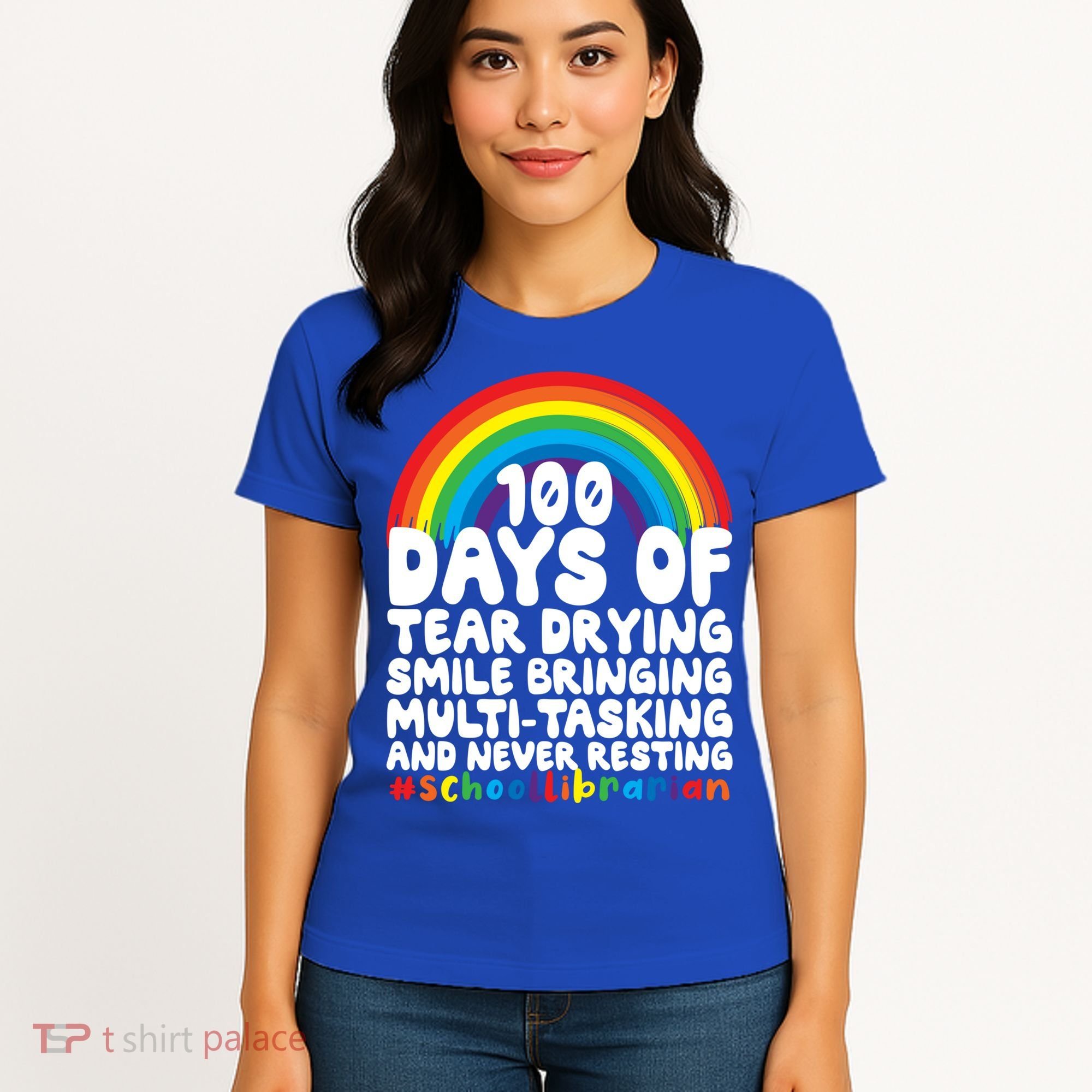 100 Days Of School Smile Bringing School Librarian Great Gift Women's T-Shirt