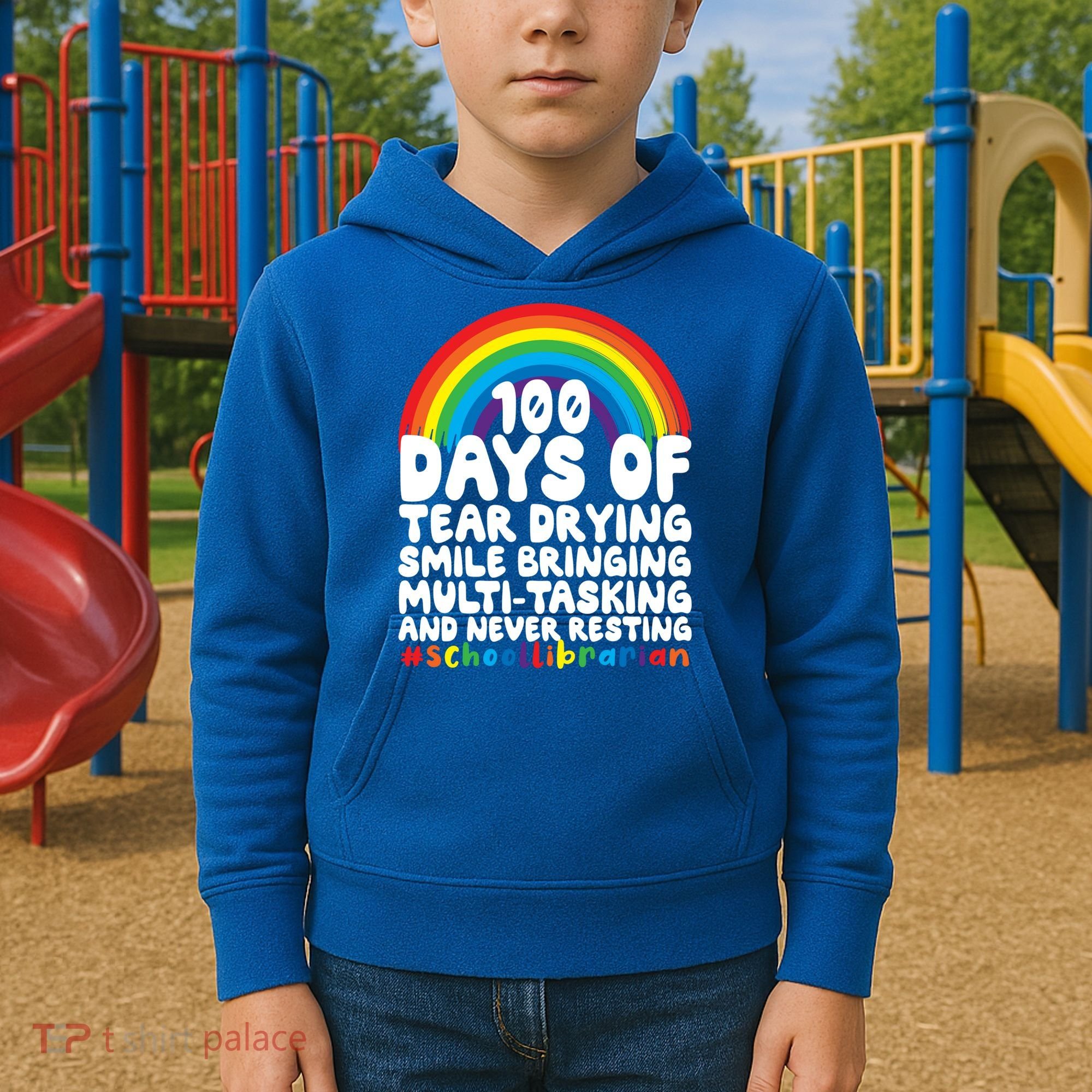 100 Days Of School Smile Bringing School Librarian Great Gift Kids Hoodie