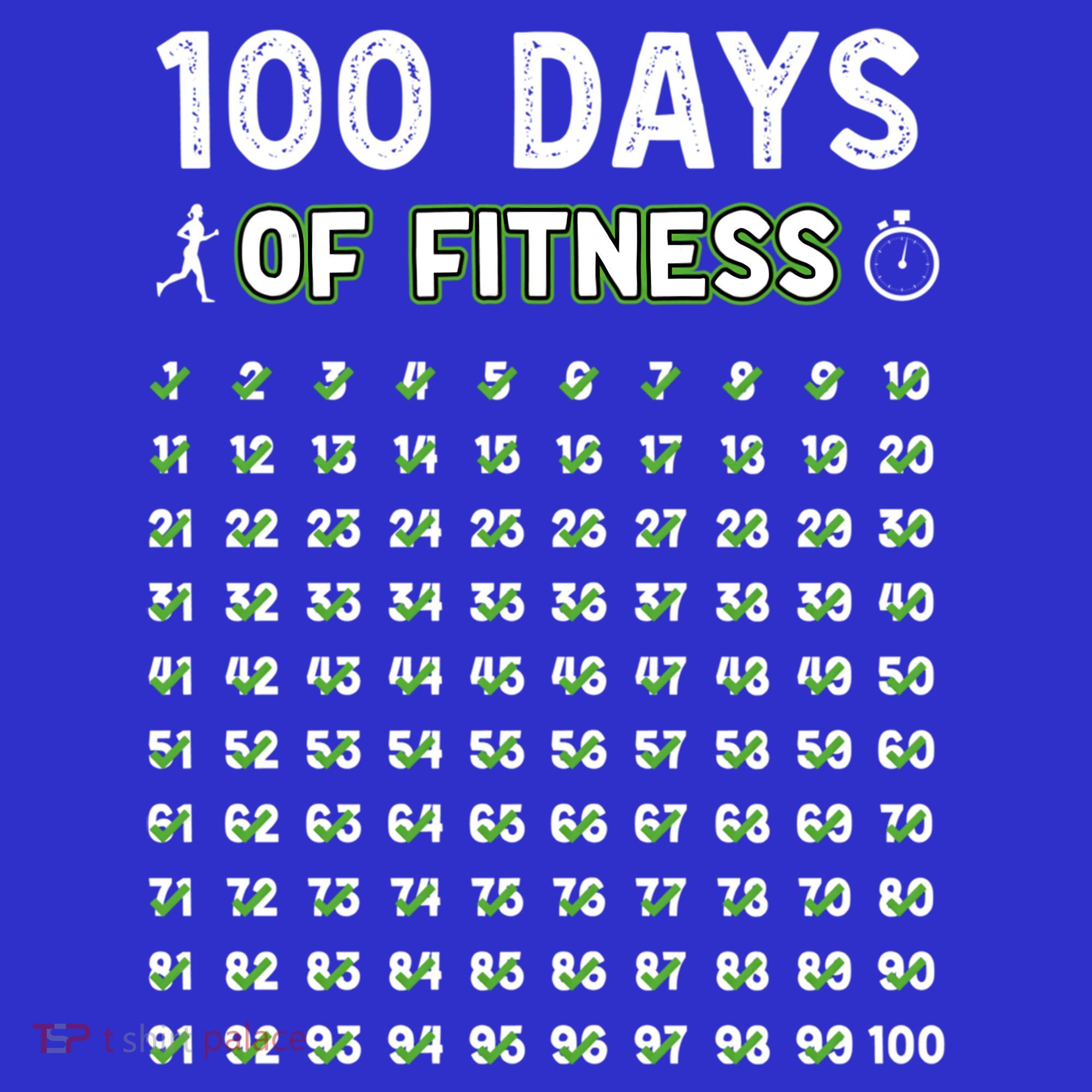 100 Days Of Fitness Healthy Lifestyle Funny Gift T-Shirt