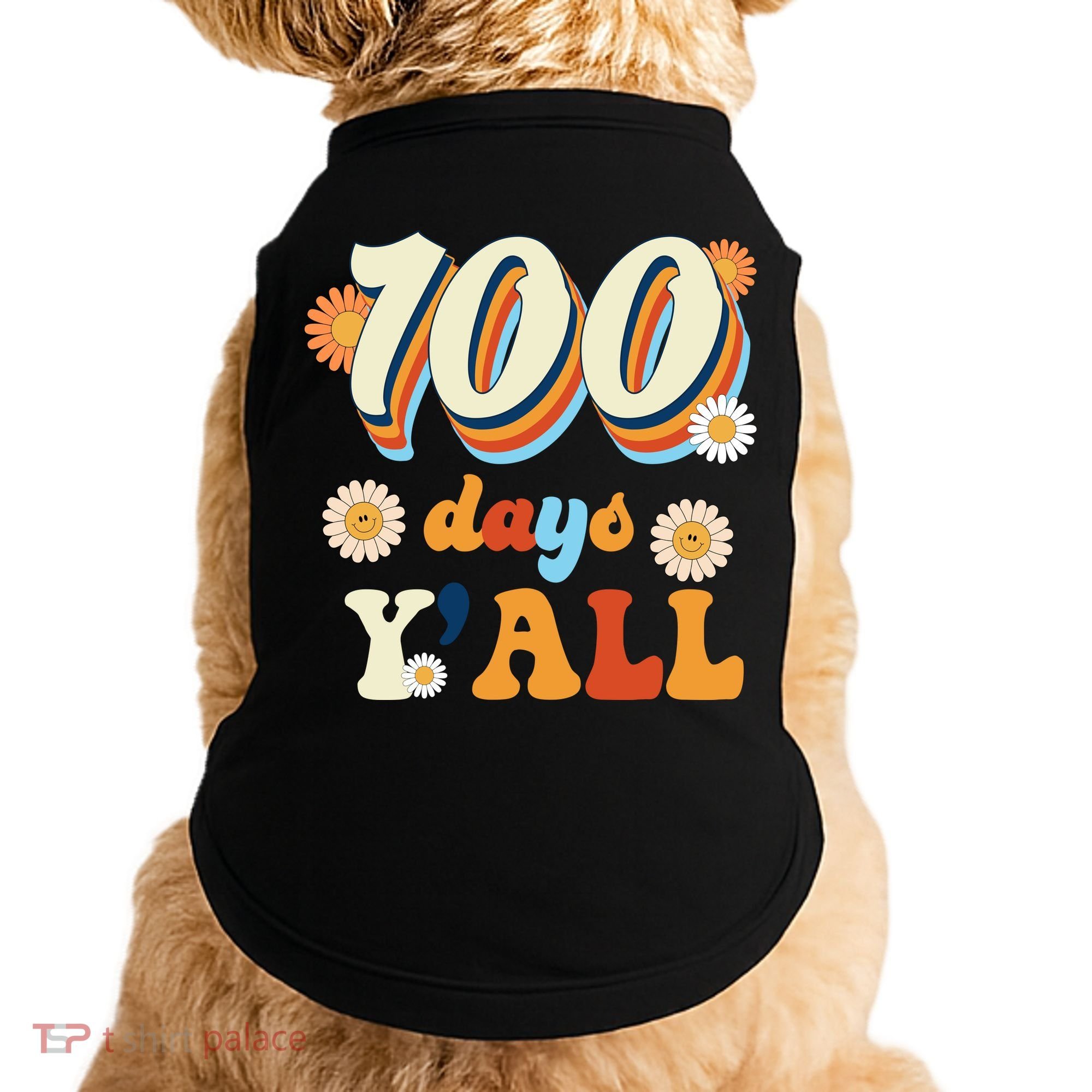 100 Days Of School Retro Sunflower Doggie Tank