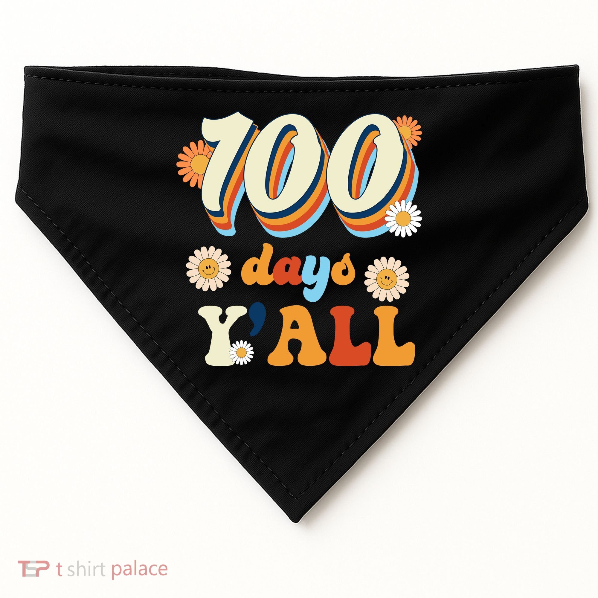 100 Days Of School Retro Sunflower USA-Made Doggie Bandana