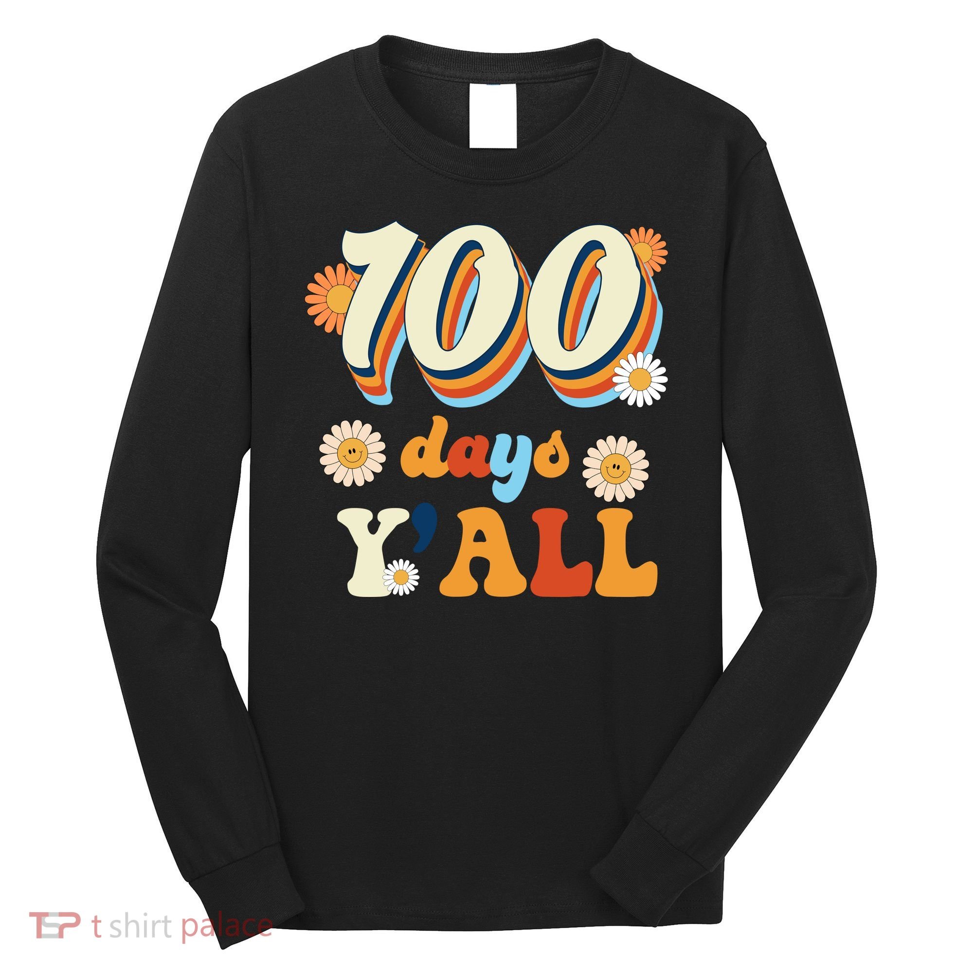 100 Days Of School Retro Sunflower Long Sleeve Shirt
