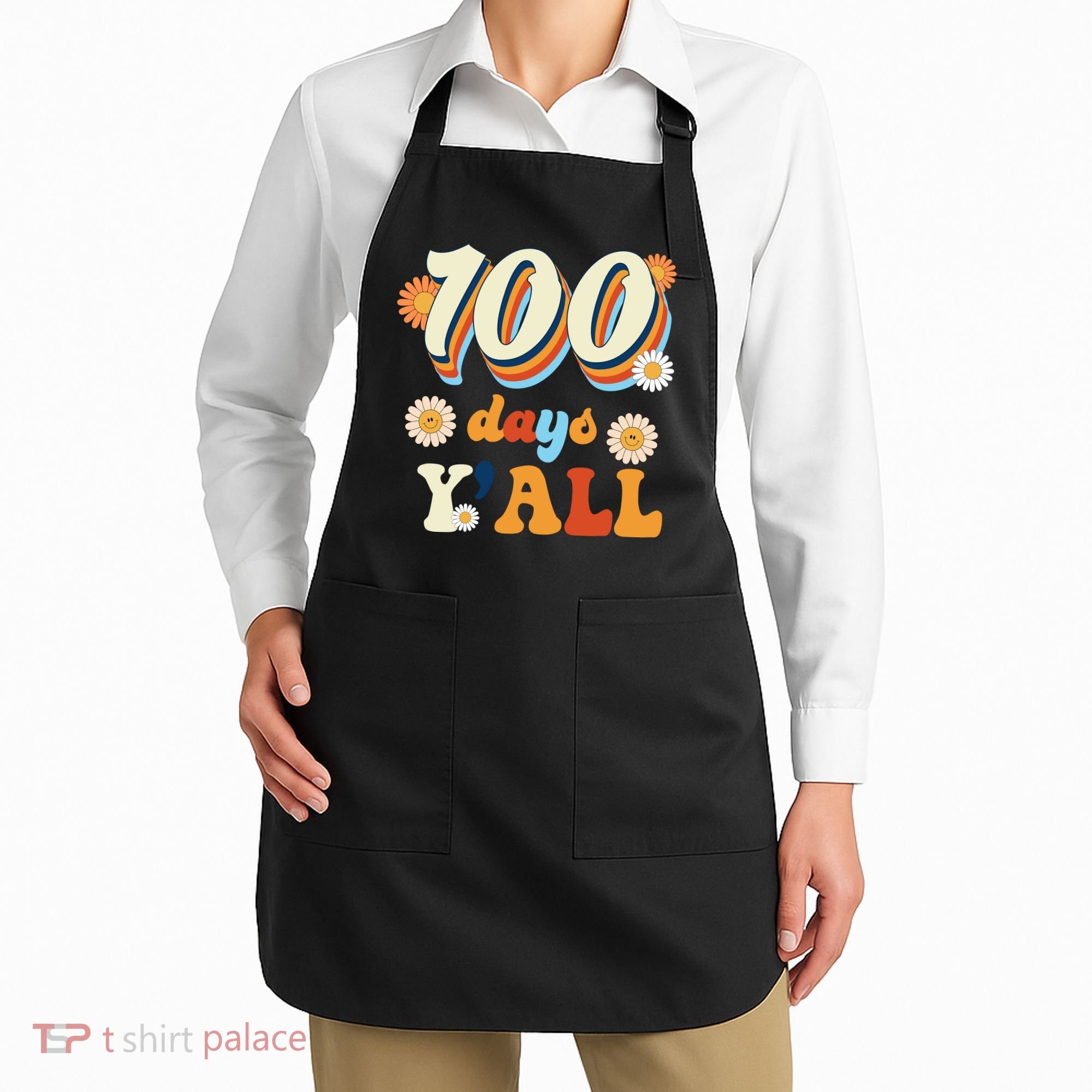 100 Days Of School Retro Sunflower Apron