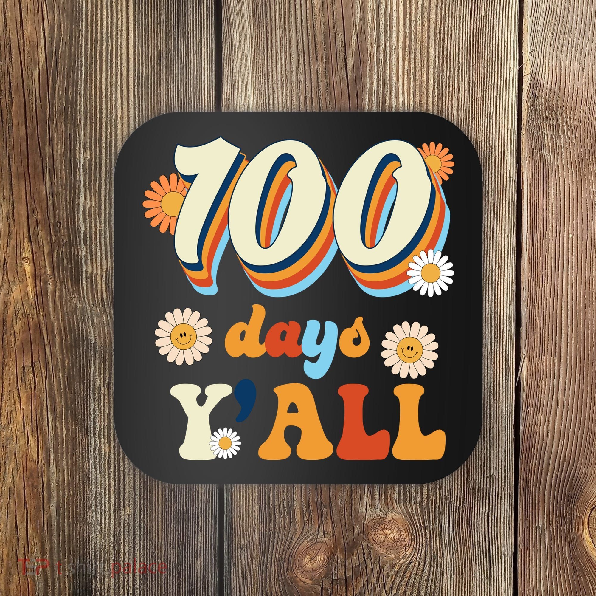 100 Days Of School Retro Sunflower Coaster