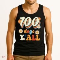 100 Days Of School Retro Sunflower Tank Top thumb 3