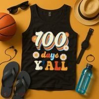 100 Days Of School Retro Sunflower Tank Top thumb 4