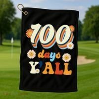100 Days Of School Retro Sunflower Golf Towel thumb 1