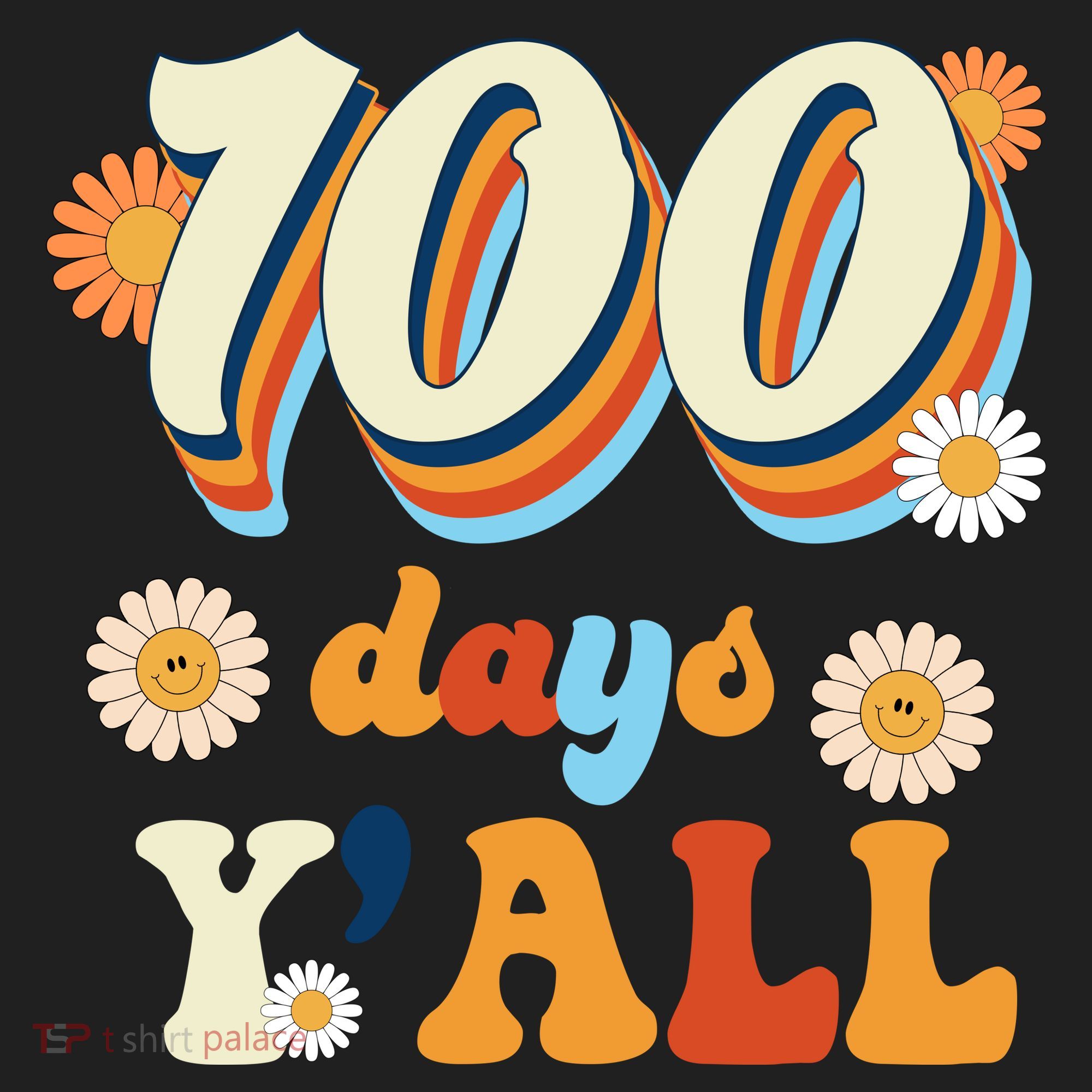 100 Days Of School Retro Sunflower Golf Towel