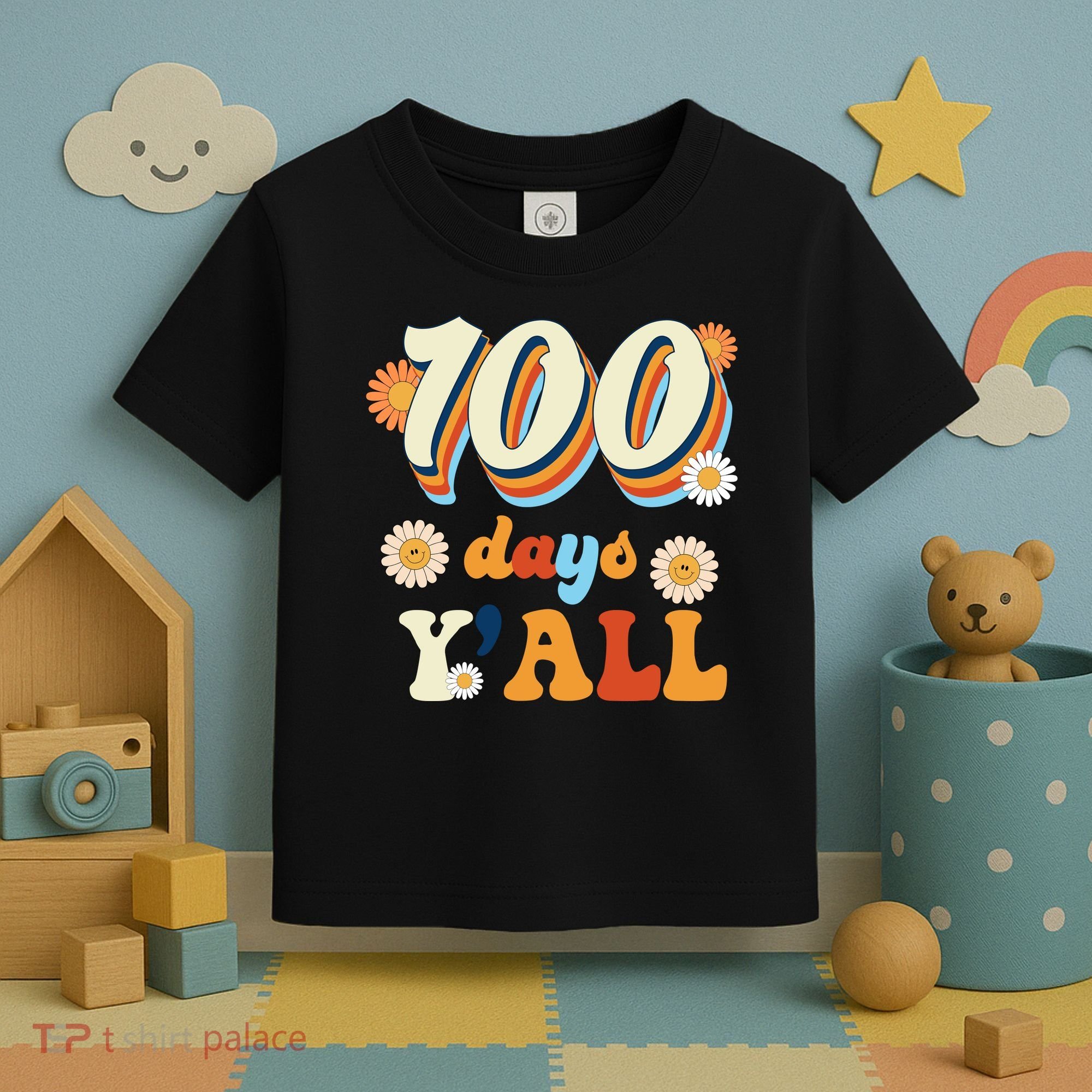 100 Days Of School Retro Sunflower Toddler T-Shirt