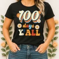 100 Days Of School Retro Sunflower Women's T-Shirt thumb 2