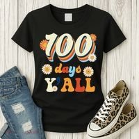 100 Days Of School Retro Sunflower Women's T-Shirt thumb 3