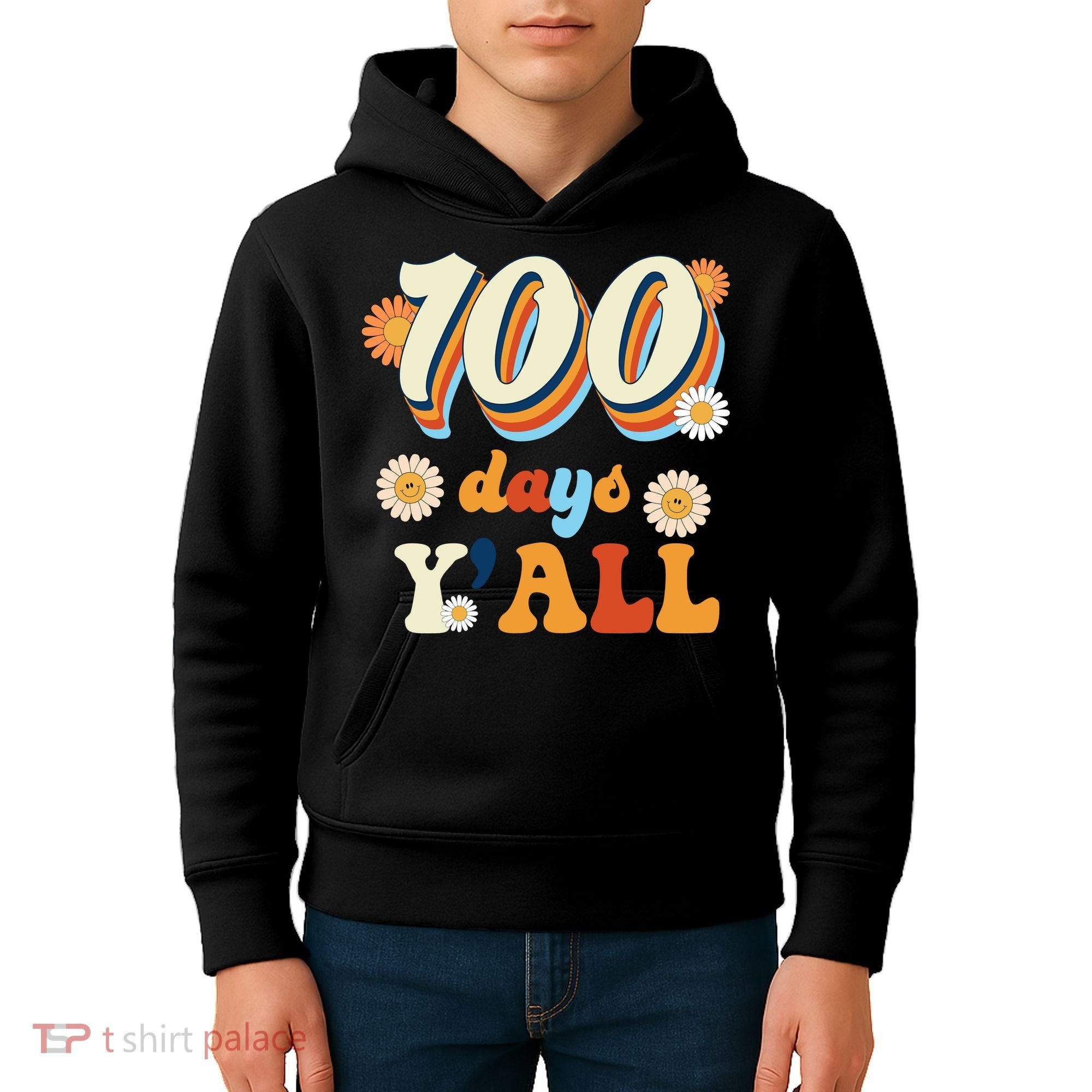 100 Days Of School Retro Sunflower Kids Hoodie