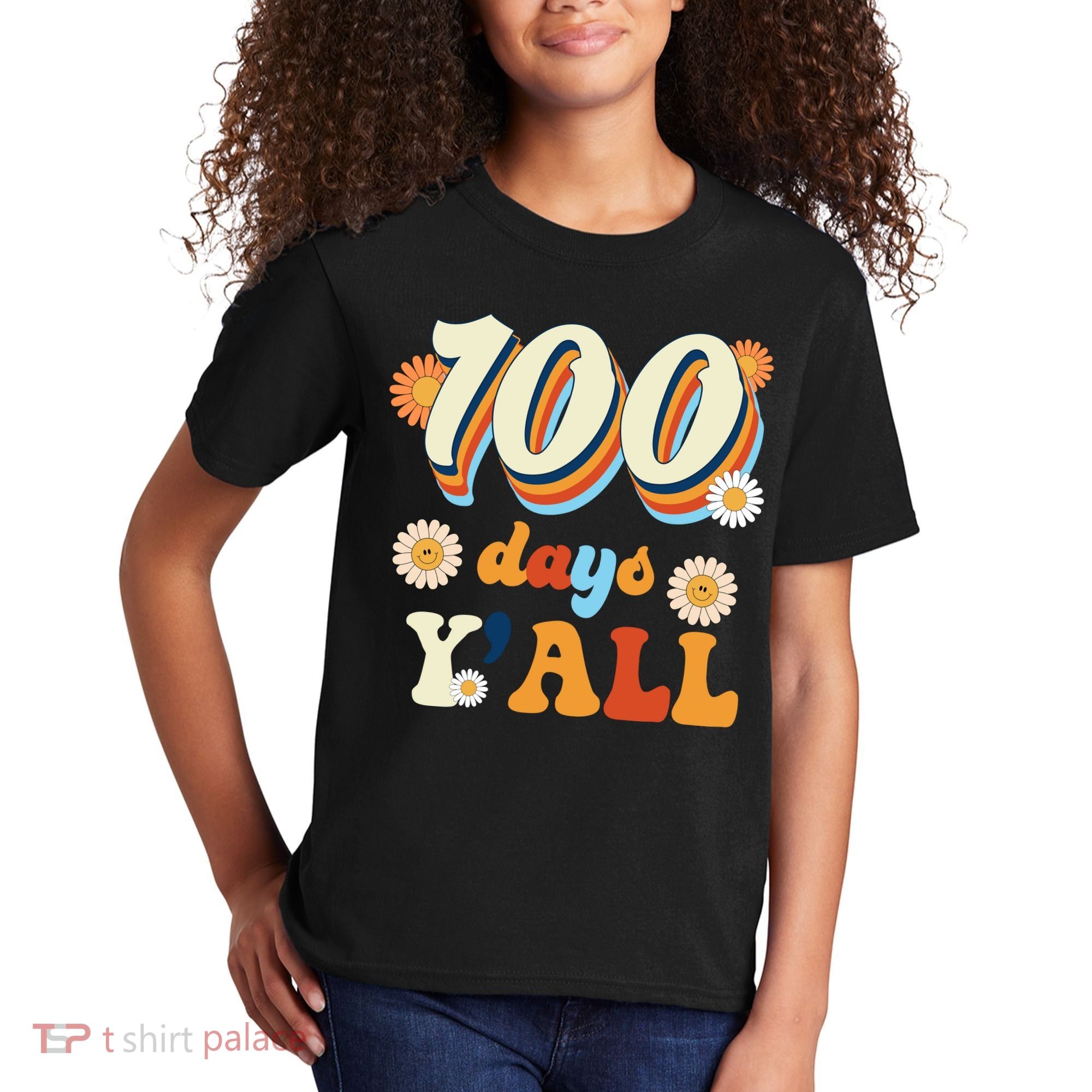 100 Days Of School Retro Sunflower Kids T-Shirt