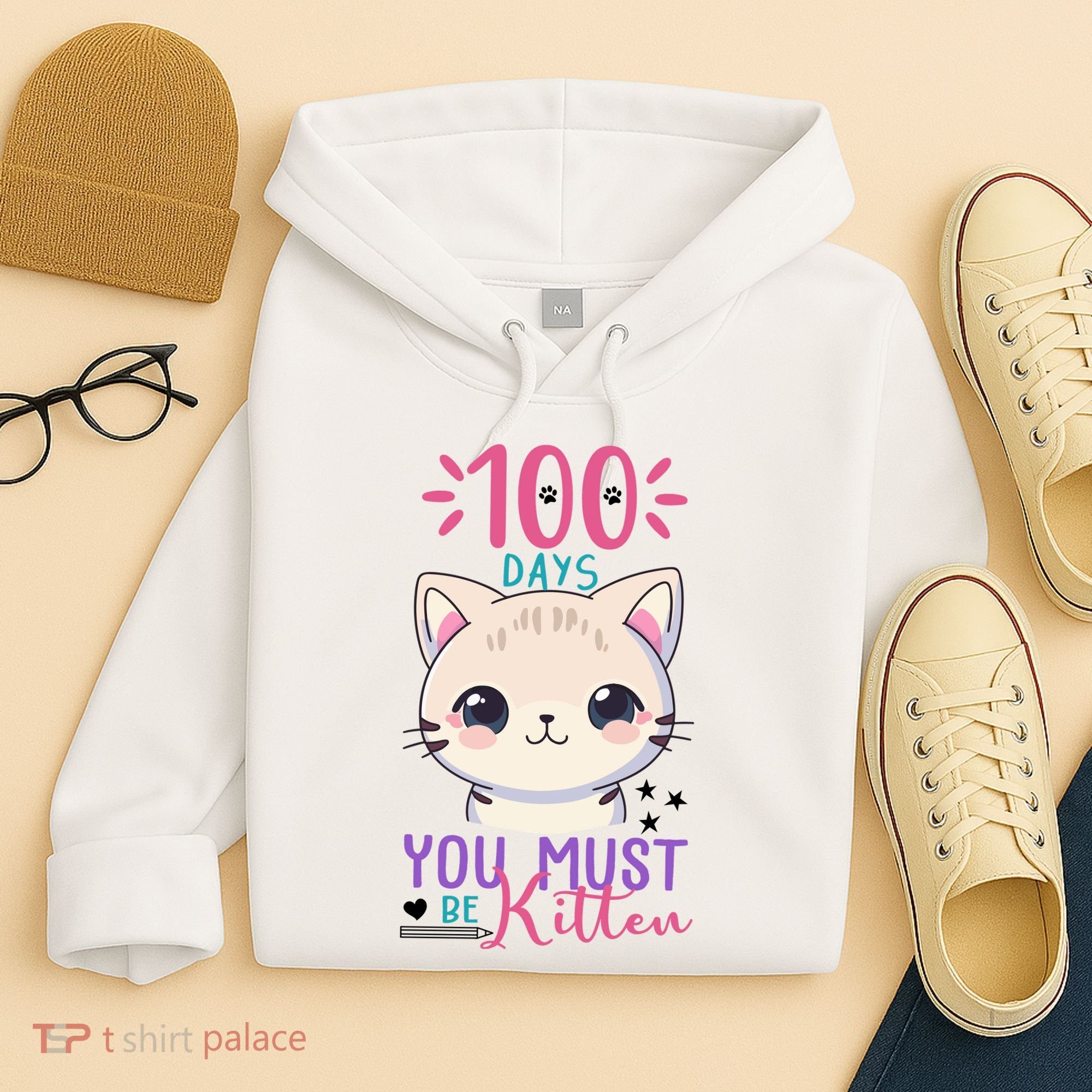 100 Days Of School You Must Be Kitten Cute Hoodie